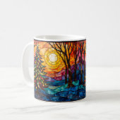 Stained Glass Style Christmas Tree with Sun Koffiemok (Voorkant links)