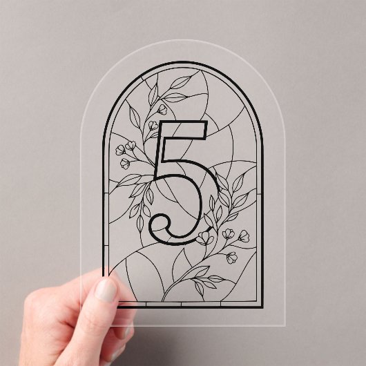 Stained Glass Style Table Number Five Acryl Uitnodigingen (Insitu (Draagbaar))