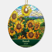 Stained Glass Sunflowers Personalized Keramisch Ornament (Links)
