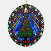 Stained Glass Tree & Floral Border Keramisch Ornament (Links)