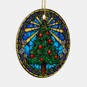 Stained Glass Tree Wreath Keramisch Ornament (Rechts)