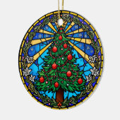 Stained Glass Tree Wreath Keramisch Ornament (Links)