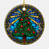 Stained Glass Tree Wreath Keramisch Ornament (Achterkant)