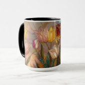 Stained Glass Tulip Mug: Floral Art Mok (Voorkant links)