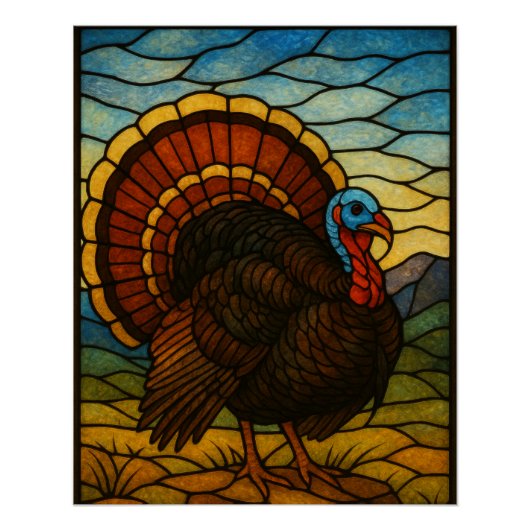 Stained Glass Turkey Poster Perfect Poster (Voorkant)