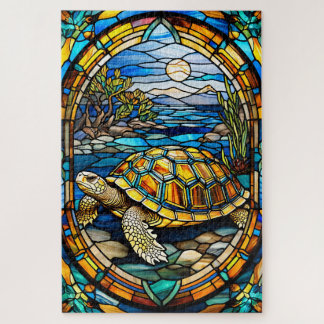 Stained Glass Turtle Jigsaw Puzzle Legpuzzel