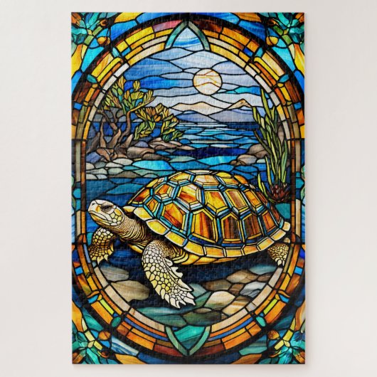 Stained Glass Turtle Jigsaw Puzzle Legpuzzel (Verticaal)