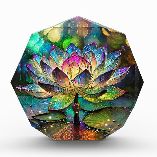 Stained Glass Vibrant Lotus Flower Fotoblokken (Voorkant)