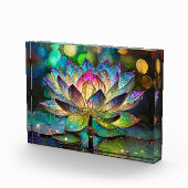 Stained Glass Vibrant Lotus Flower Fotoblokken (Rechts)