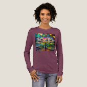 Stained Glass Vibrant Lotus Flower Tri-Blend Shirt (Voorkant)