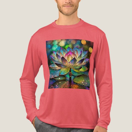 Stained Glass Vibrant Lotus Flower Tri-Blend Shirt (Voorkant volledig)