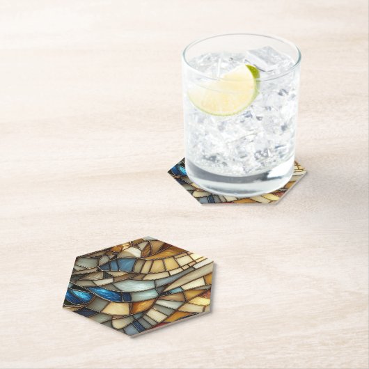 Stained Glass Waves Kartonnen Onderzetters (Insitu)