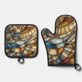 Stained Glass Waves Ovenwant & Pannenlap Set (Voorkant)