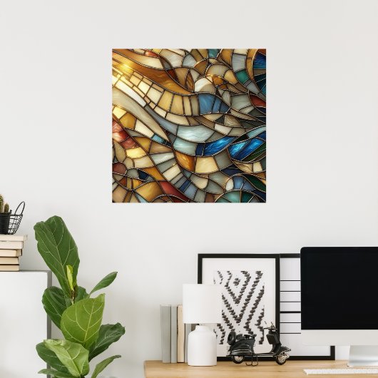 Stained Glass Waves Poster (Thuiskantoor)