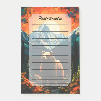 Stained Glass Wildlife Mountain Sunset Bear Post-it® Notes