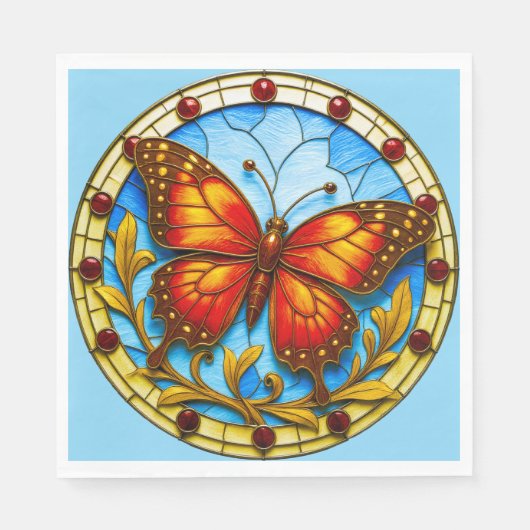 Stained glass window butterfly servet (Voorkant)