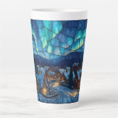 Stained Glass Winter Village Latte Mok (Voorkant)