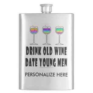 STAINLESS FLASK - OUDE WIJN DRINK, DATUM JONGE MAN FLACON