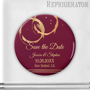Stains Gold Wine Save the Date Magnet