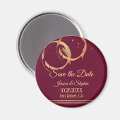 Stains Gold Wine Save the Date Magnet (Recto/Verso)
