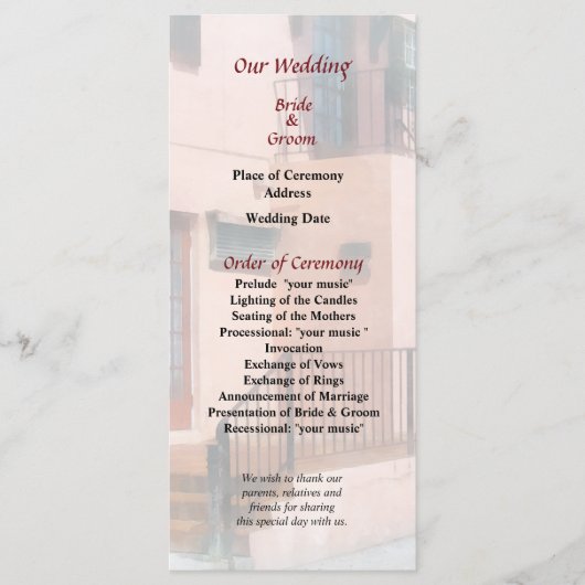 Staircase in Bermuda Wedding Programme Programma (Voorkant)