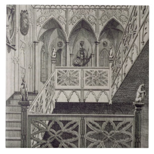 Staircase in Strawberry Hill, gegraveerd door J. N Tegeltje