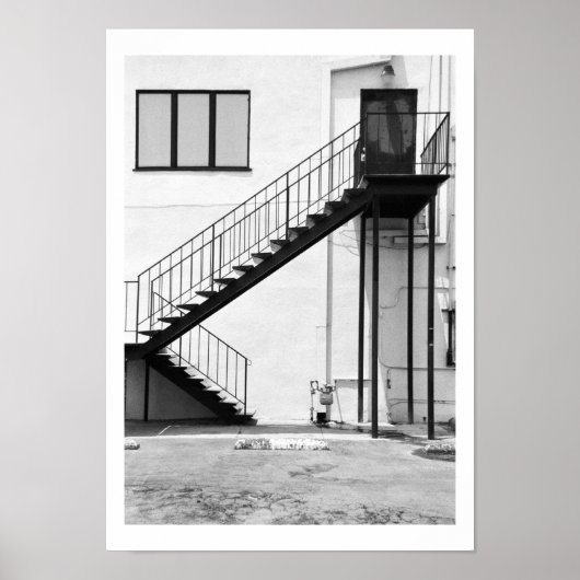 Staircase in zwart-wit poster (Voorkant)