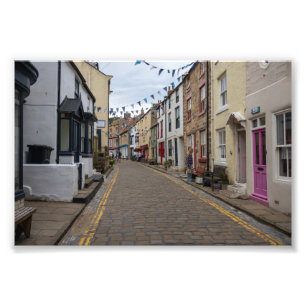 Staithes High Street Kasseiweg Foto Afdruk