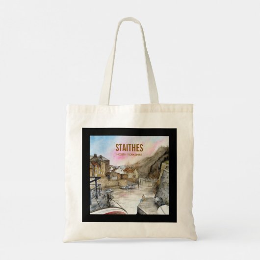 Staithes, North Yorkshire, Waterverf Engeland Tote Bag (Achterkant)