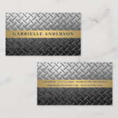 Stalen achtergrond met plaat visitekaartje (Voorkant / Achterkant)