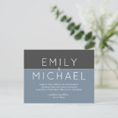 Stalen Blau Geweldige Moderne Trouw Uitnodiging (Staand voorkant)