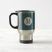 Stalen Blauwe Pinstripe Enkelvoudige Monogram Mok (Links)