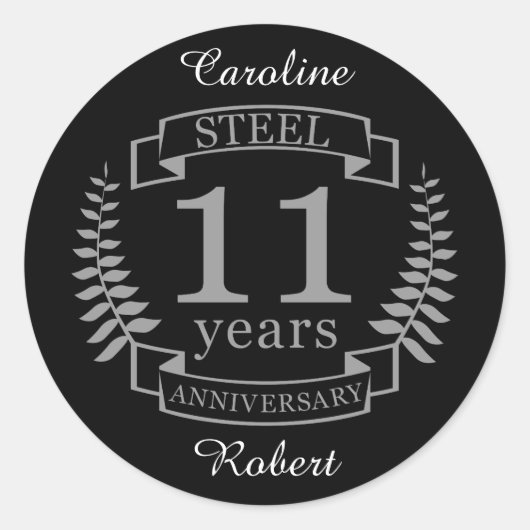 Stalen Elfde trouwdag 11 jaar Ronde Sticker (Voorkant)