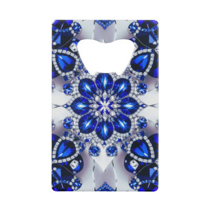 Stalen flesopener met blauw-witte kleuren kredietkaart flessenopener