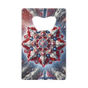 Stalen flesopener met Noorse kleuren Kredietkaart Flessenopener