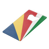 Stalen flesopener met Seychellen kleuren Kredietkaart Flessenopener (Achterkant Gekanteld)