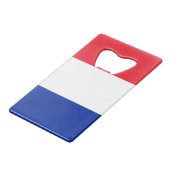 Stalen flesopener met vlag van Frankrijk Kredietkaart Flessenopener (Achterkant Gekanteld)