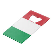Stalen flesopener met vlag van Italië Kredietkaart Flessenopener (Voorkant Gekanteld)