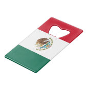 Stalen flesopener met vlag van Mexico Kredietkaart Flessenopener (Voorkant Gekanteld)