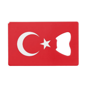 Stalen flesopener met vlag van Turkije Kredietkaart Flessenopener