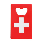 Stalen flesopener met vlag van Zwitserland Kredietkaart Flessenopener (Achterkant)