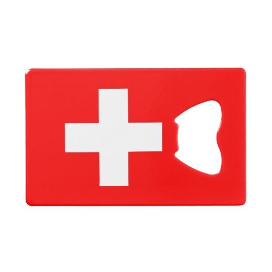 Stalen flesopener met vlag van Zwitserland Kredietkaart Flessenopener (Voorkant (Horizontaal))