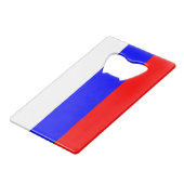 Stalen flessenopening met Russische vlag Kredietkaart Flessenopener (Voorkant Gekanteld)