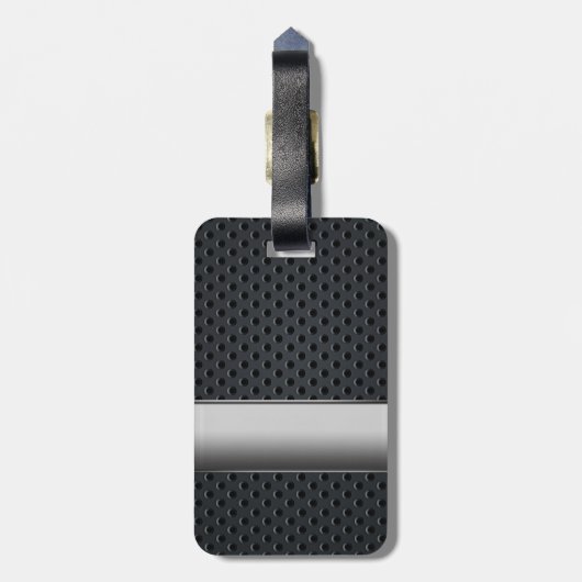 Stalen gestript donker metaal bagagelabel (Achterkant verticaal)