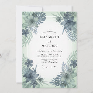 Stalen Munt Palm Eucalyptus Bruiloft Kaart