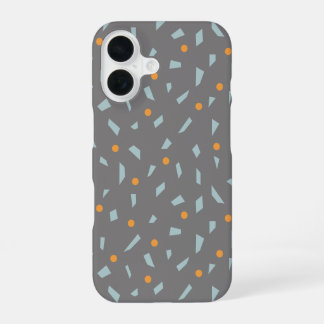 Stalen Oranje en babyblauw Confetti iPhone 16 Hoesje