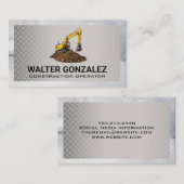 Stalen Plaatmetaal | Graafmachine graaft aarde Visitekaartje (Voorkant / Achterkant)