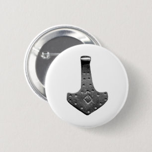 Stalen Thor's Hamer witte ronde knop Button 5,7 Cm
