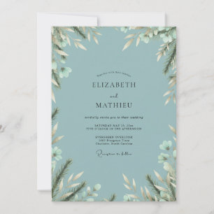 Stalen Witte Blad Eucalyptus Bruiloft Kaart
