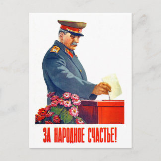 Stalin die, oude Sovjetpropaganda stemmen Briefkaart